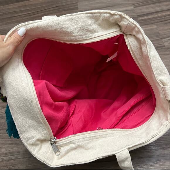 MAGID Color Tassel bag beach bag embroidered mirror cotton toe bag - Picture 4 of 10